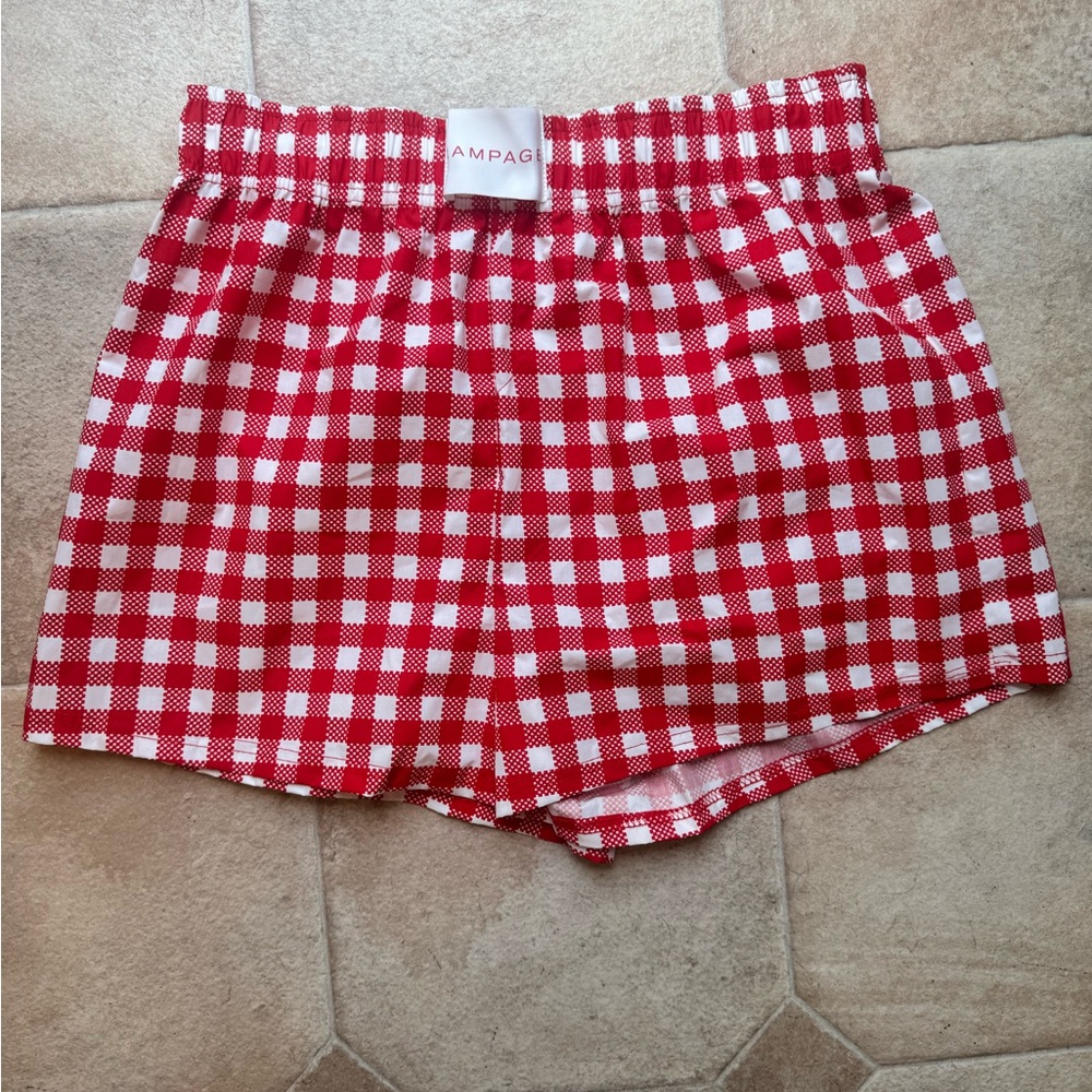 Rampage High Waist Red and White Gingham Boxer Shorts